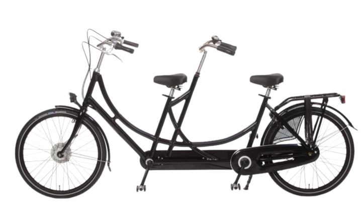 Tandem bike rental in Amsterdam at MacBike, perfect for exploring the city with a friend or loved one. Available at MacBike bike rental near Central Station.
